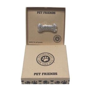 Pet Friends Rhinestone Bone Brooch.  New in box